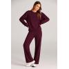 imagePRETTYGARDEN Womens 2 Piece Outfits 2025 Fall Long Sleeve Sweatshirt Wide Leg Pants Lounge Sets Winter Sweatsuits TracksuitWine Red