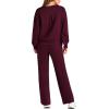 imagePRETTYGARDEN Womens 2 Piece Outfits 2025 Fall Long Sleeve Sweatshirt Wide Leg Pants Lounge Sets Winter Sweatsuits TracksuitWine Red