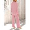 imagePRETTYGARDEN Womens 2 Piece Sets 2025 Fall Casual Textured Button Down Shirt Wide Leg Pants Outfits Loungewear TracksuitDusty Pink
