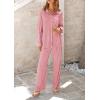 imagePRETTYGARDEN Womens 2 Piece Sets 2025 Fall Casual Textured Button Down Shirt Wide Leg Pants Outfits Loungewear TracksuitDusty Pink