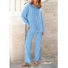 imagePRETTYGARDEN Womens 2 Piece Sets 2025 Fall Casual Textured Button Down Shirt Wide Leg Pants Outfits Loungewear TracksuitLight Blue