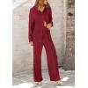 imagePRETTYGARDEN Womens 2 Piece Sets 2025 Fall Casual Textured Button Down Shirt Wide Leg Pants Outfits Loungewear TracksuitWine Red
