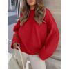 imagePRETTYGARDEN Womens Fall Oversized Sweaters Casual Crewneck Pullover Long Sleeve Fuzzy Chunky Knit Tops BlouseBright Red