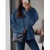 imagePRETTYGARDEN Womens Fall Oversized Sweaters Casual Crewneck Pullover Long Sleeve Fuzzy Chunky Knit Tops BlouseDusty Blue