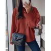 imagePRETTYGARDEN Womens Fall Oversized Sweaters Casual Crewneck Pullover Long Sleeve Fuzzy Chunky Knit Tops BlouseRust Red
