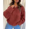 imagePRETTYGARDEN Womens Fall Oversized Sweaters Casual Crewneck Pullover Long Sleeve Fuzzy Chunky Knit Tops BlouseRust Red