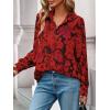 imagePRETTYGARDEN Womens Floral Blouses Dressy Casual V Neck Button Down Shirts Lantern Long Sleeve Boho Chiffon Fall Tops 2025Floral Red
