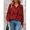 imagePRETTYGARDEN Womens Floral Blouses Dressy Casual V Neck Button Down Shirts Lantern Long Sleeve Boho Chiffon Fall Tops 2025Floral Red