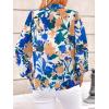 imagePRETTYGARDEN Womens Floral Blouses Dressy Casual V Neck Button Down Shirts Lantern Long Sleeve Boho Chiffon Fall Tops 2025Floral White Blue