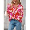 imagePRETTYGARDEN Womens Floral Blouses Dressy Casual V Neck Button Down Shirts Lantern Long Sleeve Boho Chiffon Fall Tops 2025Floral White Rose Red