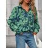 imagePRETTYGARDEN Womens Floral Blouses Dressy Casual V Neck Button Down Shirts Lantern Long Sleeve Boho Chiffon Fall Tops 2025Green