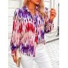 imagePRETTYGARDEN Womens Floral Blouses Dressy Casual V Neck Button Down Shirts Lantern Long Sleeve Boho Chiffon Fall Tops 2025Purple Red Floral