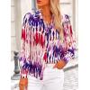 imagePRETTYGARDEN Womens Floral Blouses Dressy Casual V Neck Button Down Shirts Lantern Long Sleeve Boho Chiffon Fall Tops 2025Purple Red Floral