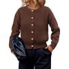 imagePRETTYGARDEN Cardigan Sweaters for Women Trendy Long Sleeve Open Front Button Down Jacket 2025 Fall Clothes Winter CoatsBrown