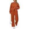 imagePRETTYGARDEN Womens 2 Piece Outfits 2025 Fall Long Sleeve Sweatshirt Wide Leg Pants Lounge Sets Winter Sweatsuits TracksuitOrange