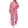 imagePRETTYGARDEN Womens 2 Piece Outfits 2025 Fall Long Sleeve Sweatshirt Wide Leg Pants Lounge Sets Winter Sweatsuits TracksuitPink