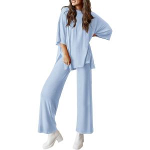 imagePRETTYGARDEN Two Piece Sets For Women Summer Fashion Lounge Matching Set 2025 Travel Vacation Airport Outfits ClothingLight Blue
