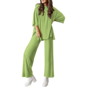 imagePRETTYGARDEN Two Piece Sets For Women Summer Fashion Lounge Matching Set 2025 Travel Vacation Airport Outfits ClothingLight Green