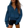 imagePRETTYGARDEN Womens Zip Up Y2K Hoodies 2025 Fall Fashion Long Sleeve Hooded Fleece Sweatshirts Casual Jacket Winter ClothesDark Blue