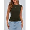 imagePRETTYGARDEN Womens Ribbed Tank Tops 2025 Summer Cap Sleeve Slim Fitted Knit Basic Casual Tee Shirts Trendy Fashion ClothesDark Army Green