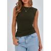 imagePRETTYGARDEN Womens Ribbed Tank Tops 2025 Summer Cap Sleeve Slim Fitted Knit Basic Casual Tee Shirts Trendy Fashion ClothesDark Army Green