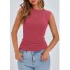 imagePRETTYGARDEN Womens Ribbed Tank Tops 2025 Summer Cap Sleeve Slim Fitted Knit Basic Casual Tee Shirts Trendy Fashion ClothesWatermelon Red
