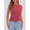 imagePRETTYGARDEN Womens Ribbed Tank Tops 2025 Summer Cap Sleeve Slim Fitted Knit Basic Casual Tee Shirts Trendy Fashion ClothesWatermelon Red