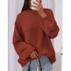 imagePRETTYGARDEN Womens 2025 Fall Oversized Sweaters Chunky Knit Mock Neck Long Sleeve Casual Trendy Pullover Winter ClothesBurnt Orange