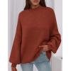 imagePRETTYGARDEN Womens 2025 Fall Oversized Sweaters Chunky Knit Mock Neck Long Sleeve Casual Trendy Pullover Winter ClothesBurnt Orange