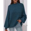 imagePRETTYGARDEN Womens 2025 Fall Oversized Sweaters Chunky Knit Mock Neck Long Sleeve Casual Trendy Pullover Winter ClothesDark Teal