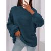 imagePRETTYGARDEN Womens 2025 Fall Oversized Sweaters Chunky Knit Mock Neck Long Sleeve Casual Trendy Pullover Winter ClothesDark Teal