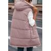 imagePRETTYGARDEN Womens 2025 Fall Reversible Long Vests Sleeveless Fleece Jacket Zip Up Hoodie Pockets Warm Coat Winter ClothingBean Paste Pink