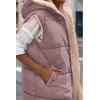 imagePRETTYGARDEN Womens 2025 Fall Reversible Long Vests Sleeveless Fleece Jacket Zip Up Hoodie Pockets Warm Coat Winter ClothingBean Paste Pink