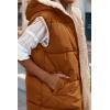 imagePRETTYGARDEN Womens 2025 Fall Reversible Long Vests Sleeveless Fleece Jacket Zip Up Hoodie Pockets Warm Coat Winter ClothingBrown