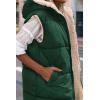 imagePRETTYGARDEN Womens 2025 Fall Reversible Long Vests Sleeveless Fleece Jacket Zip Up Hoodie Pockets Warm Coat Winter ClothingDark Green