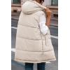 imagePRETTYGARDEN Womens 2025 Fall Reversible Long Vests Sleeveless Fleece Jacket Zip Up Hoodie Pockets Warm Coat Winter ClothingLight Khaki