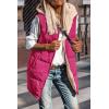 imagePRETTYGARDEN Womens 2025 Fall Reversible Long Vests Sleeveless Fleece Jacket Zip Up Hoodie Pockets Warm Coat Winter ClothingRose Red