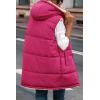 imagePRETTYGARDEN Womens 2025 Fall Reversible Long Vests Sleeveless Fleece Jacket Zip Up Hoodie Pockets Warm Coat Winter ClothingRose Red