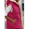 imagePRETTYGARDEN Womens 2025 Fall Reversible Long Vests Sleeveless Fleece Jacket Zip Up Hoodie Pockets Warm Coat Winter ClothingRose Red