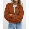 imagePRETTYGARDEN Womens Faux Suede Cropped Jacket Casual Lightweight Fall Fashion 2025 Winter Coats Outerwear Trendy ClothesBurnt Orange