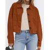 imagePRETTYGARDEN Womens Faux Suede Cropped Jacket Casual Lightweight Fall Fashion 2025 Winter Coats Outerwear Trendy ClothesBurnt Orange