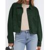 imagePRETTYGARDEN Womens Faux Suede Cropped Jacket Casual Lightweight Fall Fashion 2025 Winter Coats Outerwear Trendy ClothesDark Green