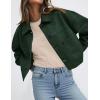 imagePRETTYGARDEN Womens Faux Suede Cropped Jacket Casual Lightweight Fall Fashion 2025 Winter Coats Outerwear Trendy ClothesDark Green