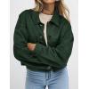 imagePRETTYGARDEN Womens Faux Suede Cropped Jacket Casual Lightweight Fall Fashion 2025 Winter Coats Outerwear Trendy ClothesDark Green
