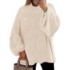 imagePRETTYGARDEN Womens 2025 Fall Oversized Sweaters Chunky Knit Mock Neck Long Sleeve Casual Trendy Pullover Winter ClothesBeige
