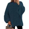 imagePRETTYGARDEN Womens 2025 Fall Oversized Sweaters Chunky Knit Mock Neck Long Sleeve Casual Trendy Pullover Winter ClothesDark Teal
