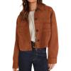 imagePRETTYGARDEN Womens Faux Suede Cropped Jacket Casual Lightweight Fall Fashion 2025 Winter Coats Outerwear Trendy ClothesBurnt Orange