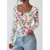 imagePRETTYGARDEN Womens 2025 Fall Long Sleeve Henley T Shirts Button Ribbed Knit Slim Fit Basic Tops Blouse Casual OutfitsFloral Apricot Multicolored