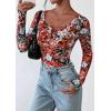 imagePRETTYGARDEN Womens 2025 Fall Long Sleeve Henley T Shirts Button Ribbed Knit Slim Fit Basic Tops Blouse Casual OutfitsFloral Black Multicolored