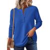 imagePRETTYGARDEN Womens Long Sleeve Waffle Knit Shirts 2025 Fall Casual Button Up Henley V Neck Tunic Tops Loose Fit Basic TeesBlue